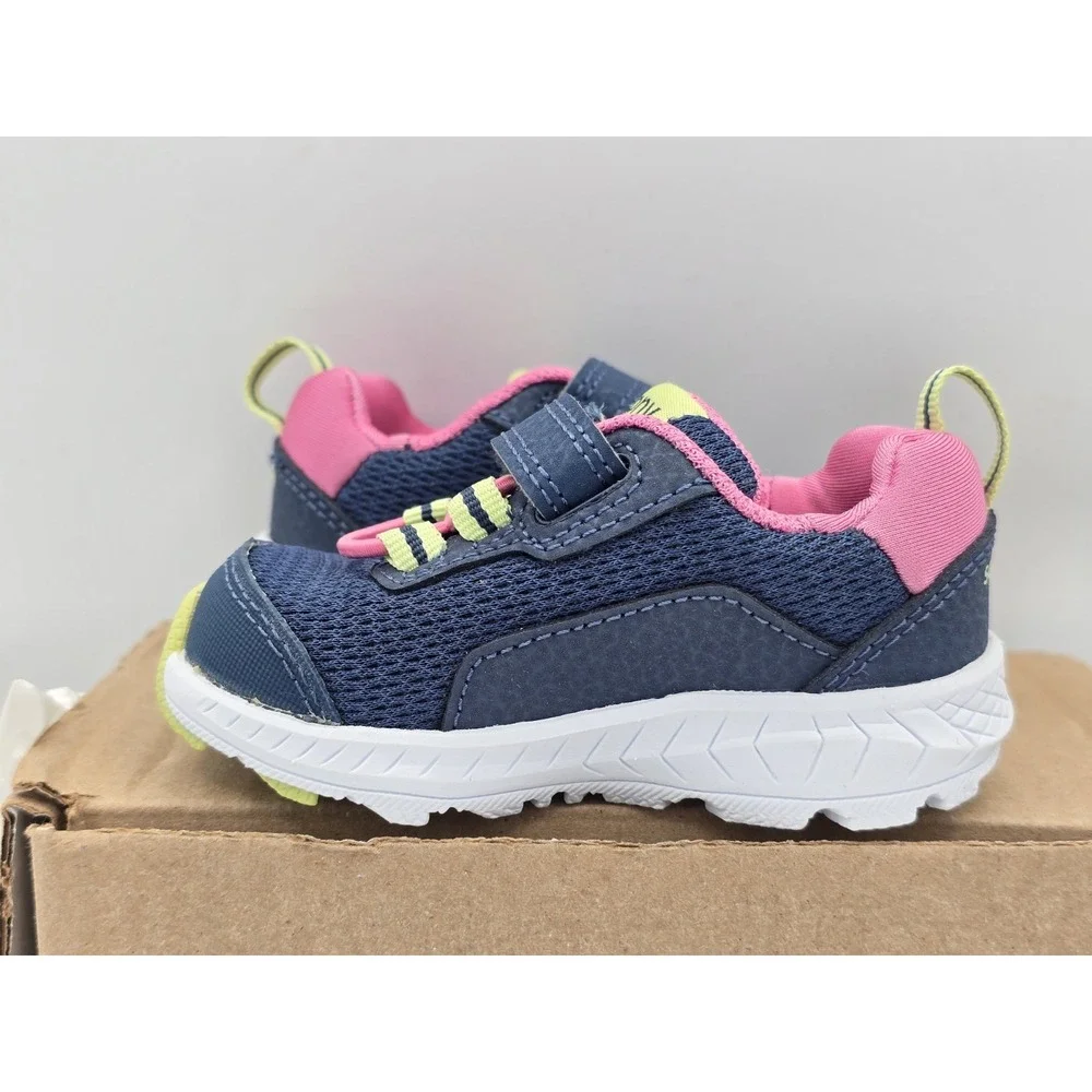 Saucony Wind‎ A/C Pink Green Hook & Loop Running Sneakers Shoes Kids 4M